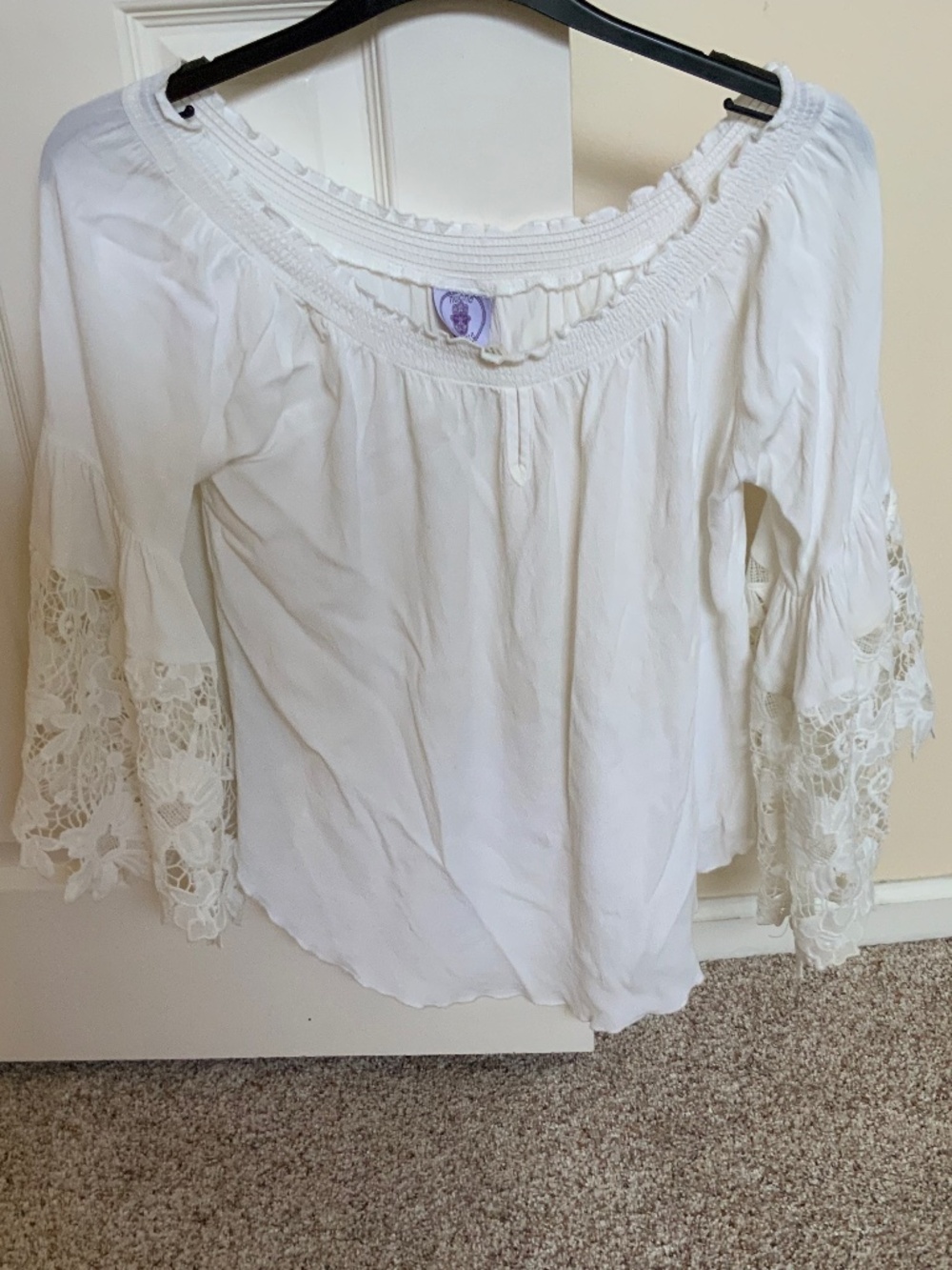 White Muche Muchette  boho bell sleeve top